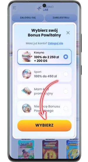 Wybór bonusu powitalnego przy rejestracji w kasynie online